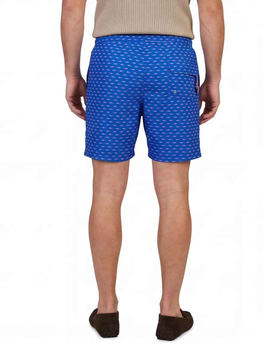 Paul & Shark zwemshort blauw haaien print wijde fit