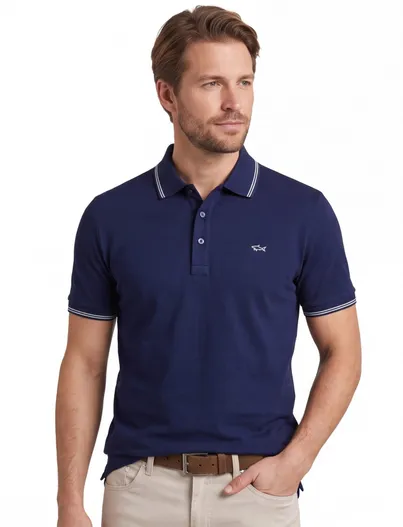 Paul & Shark Paul & Shark polo navy knitted effen wijde fit