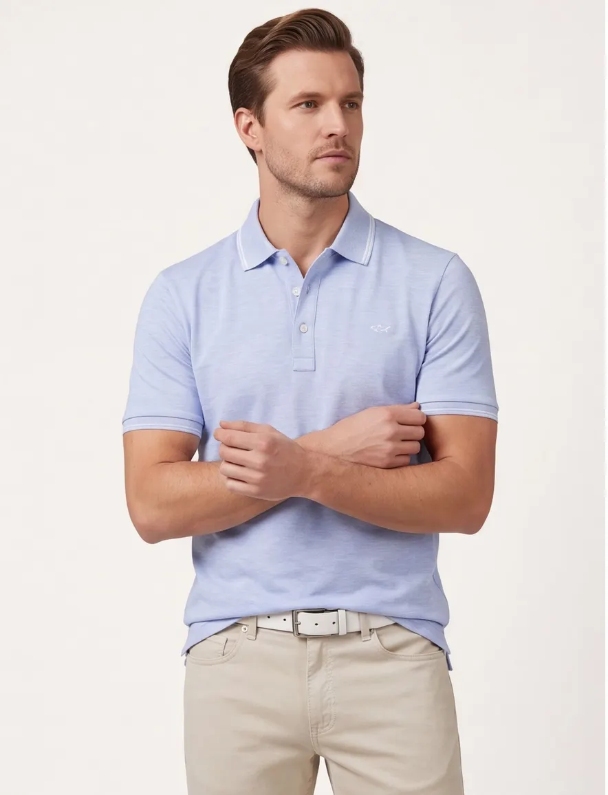 Paul & Shark gebreide polo blauw 3-knoops