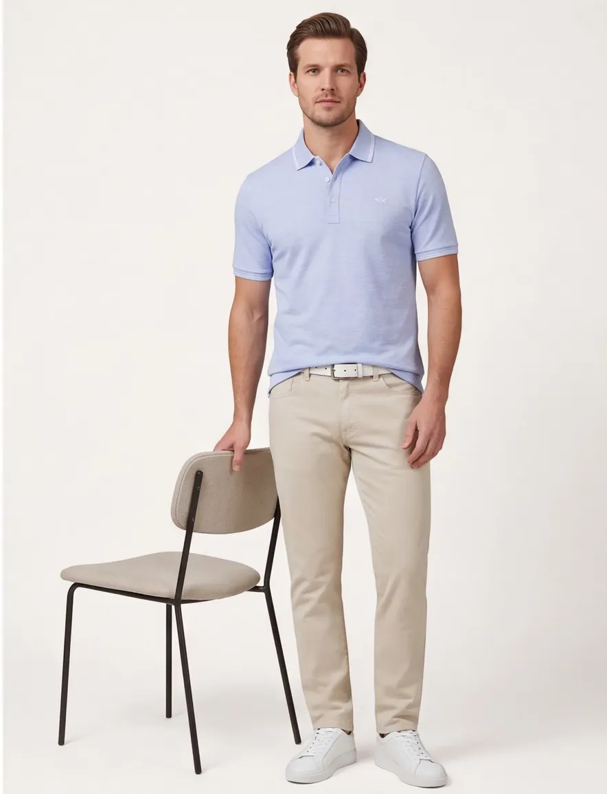 Paul & Shark gebreide polo blauw 3-knoops