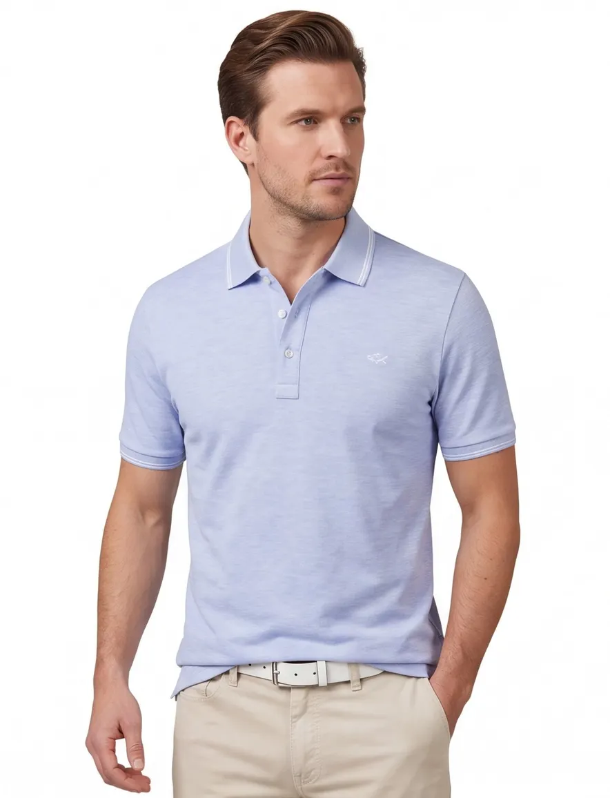 Paul & Shark gebreide polo blauw 3-knoops