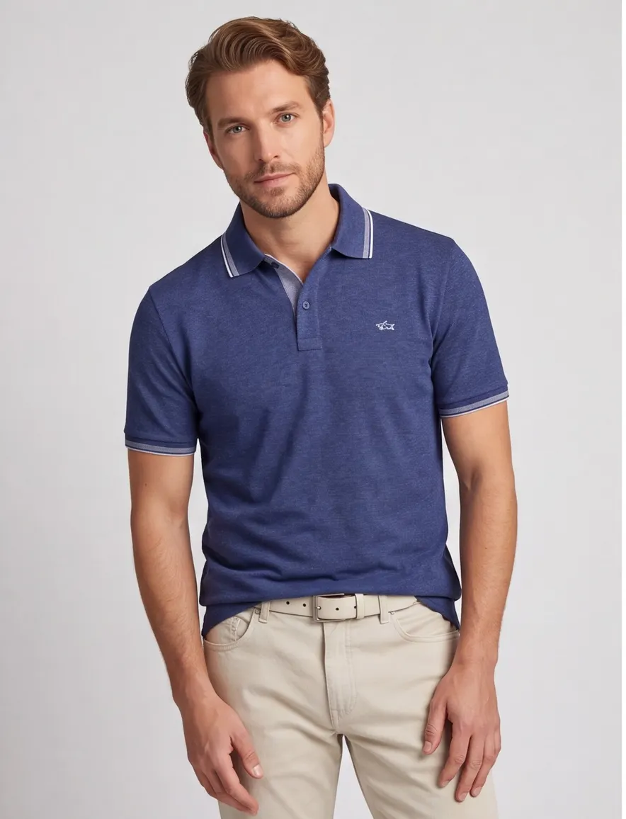 Paul & Shark polo gemêleerd 2 knoops wijde fit