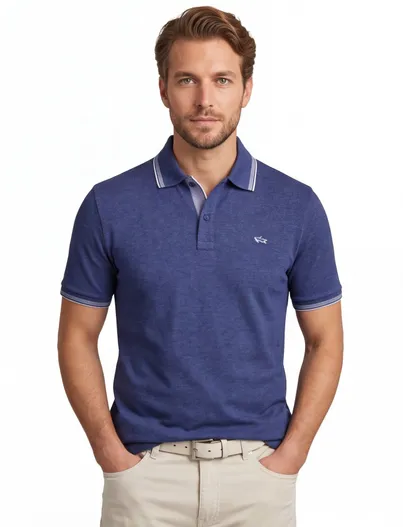 Paul & Shark Paul & Shark polo gemêleerd 2 knoops wijde fit