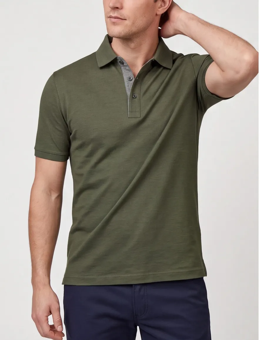 Paul & Shark 3 knoops polo groen pique