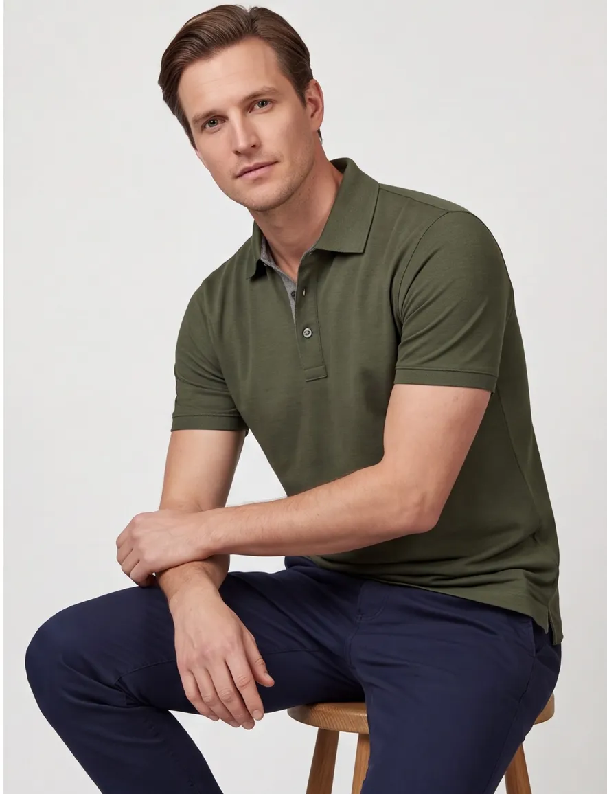 Paul & Shark 3 knoops polo groen pique