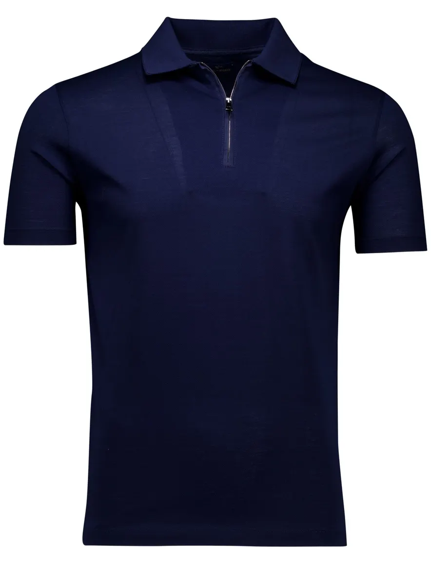 Paul & Shark polo blauw met rits wijde fit