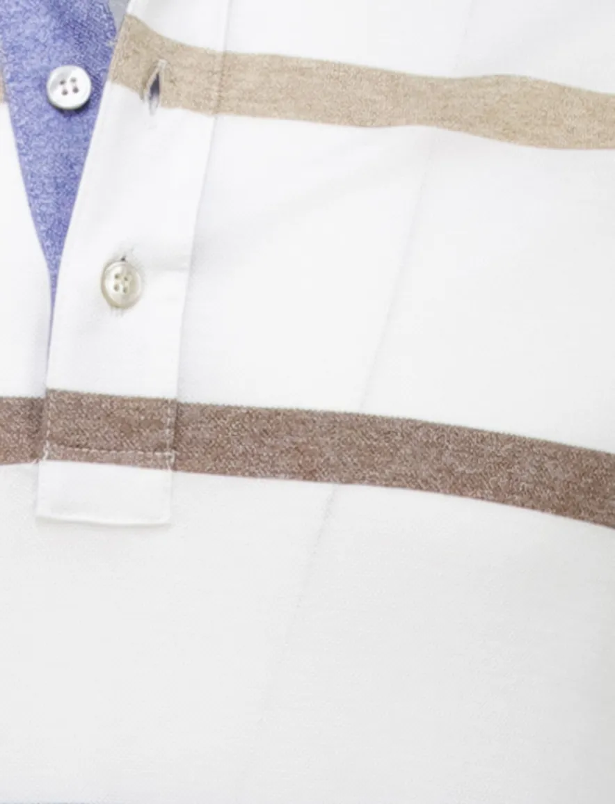 Paul & Shark polo wit blauw beige gestreept