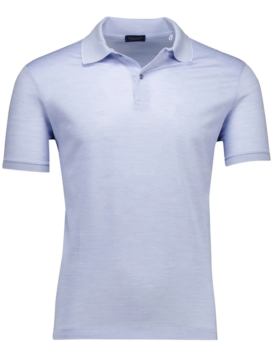 Paul & Shark polo lichtblauw Cotton & Silk 2 knoops