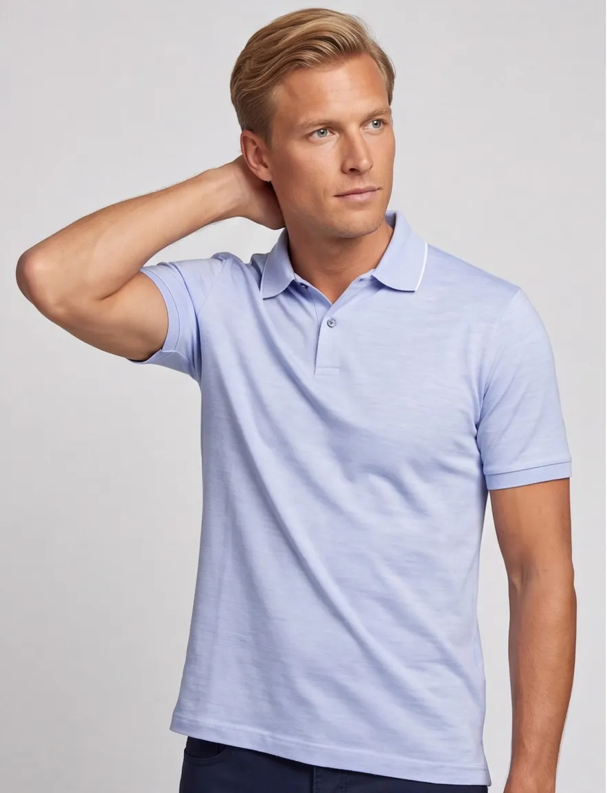 Paul & Shark polo lichtblauw Cotton & Silk 2 knoops