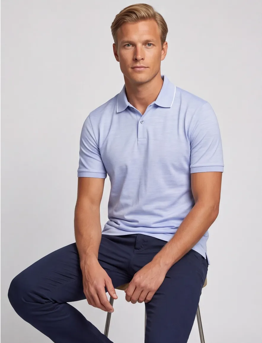 Paul & Shark polo lichtblauw Cotton & Silk 2 knoops