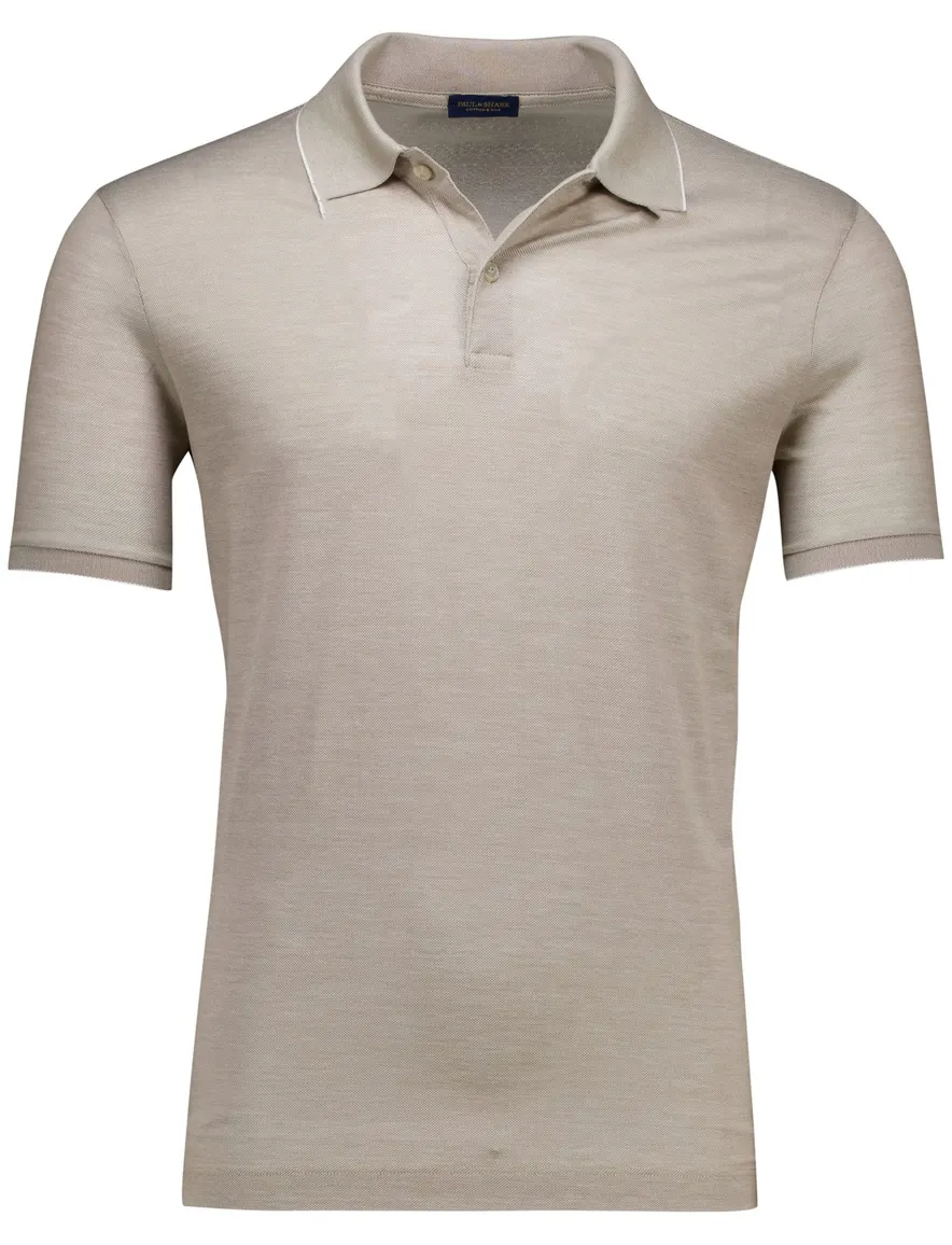Paul & Shark polo beige Cotton & Silk 2 knoops