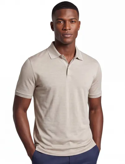 Paul & Shark Paul & Shark polo beige Cotton & Silk 2 knoops