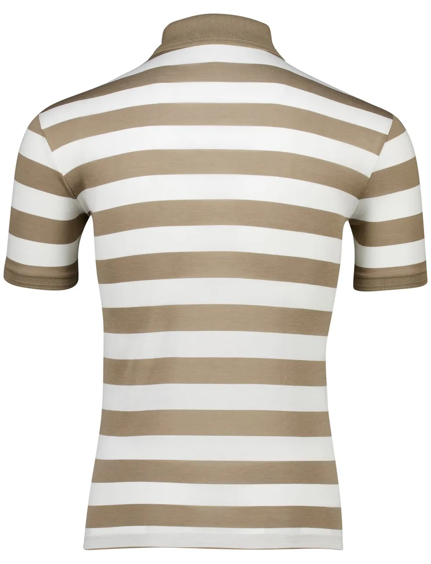Paul & Shark polo beige wit gestreept jersey 2-knoops