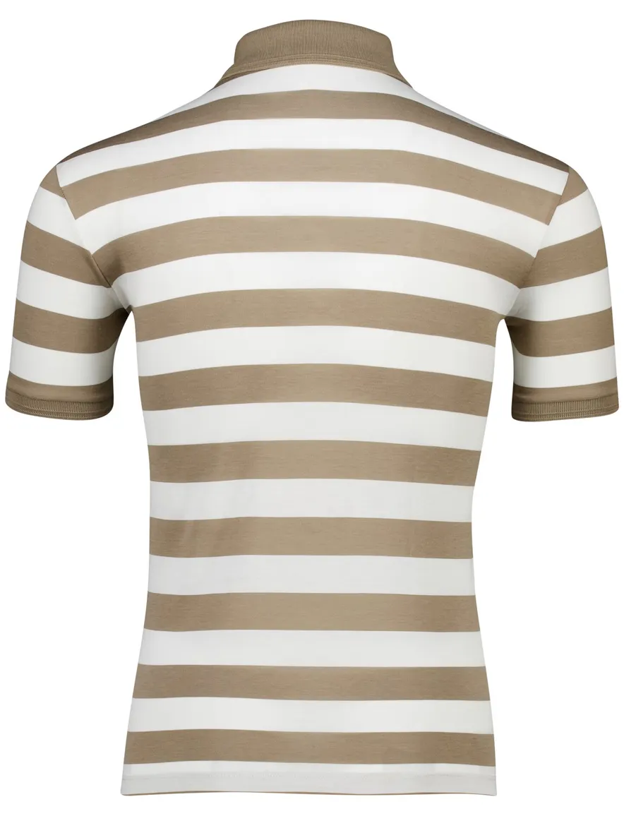 Paul & Shark polo beige wit gestreept jersey 2-knoops