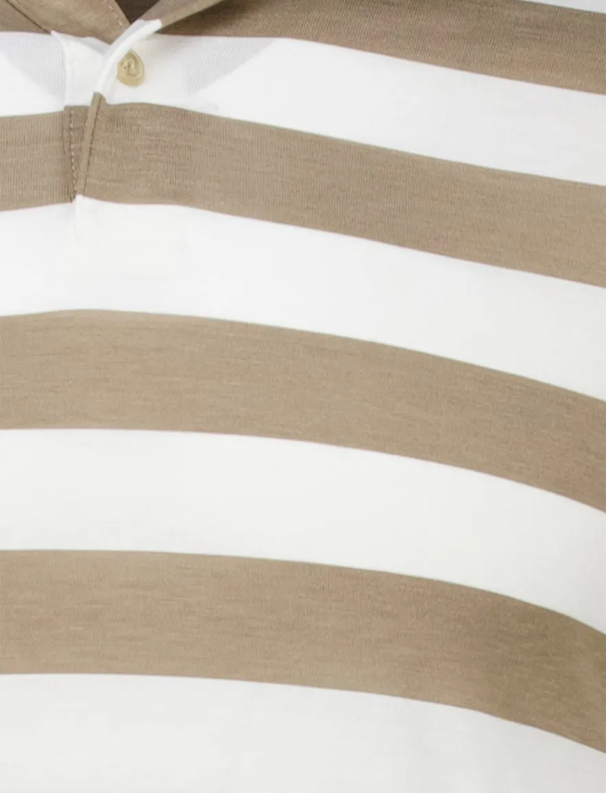 Paul & Shark polo beige wit gestreept jersey 2-knoops