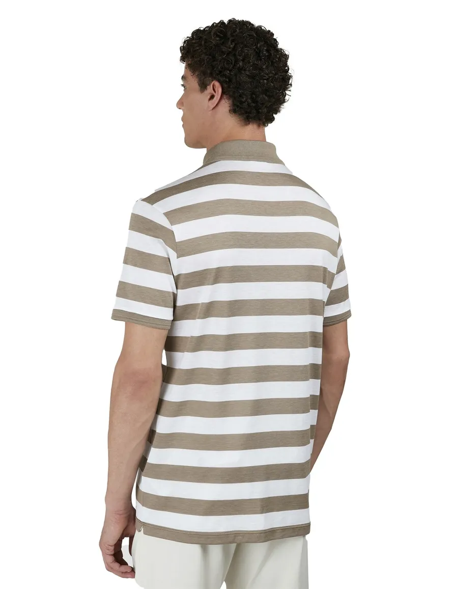 Paul & Shark polo beige wit gestreept jersey 2-knoops