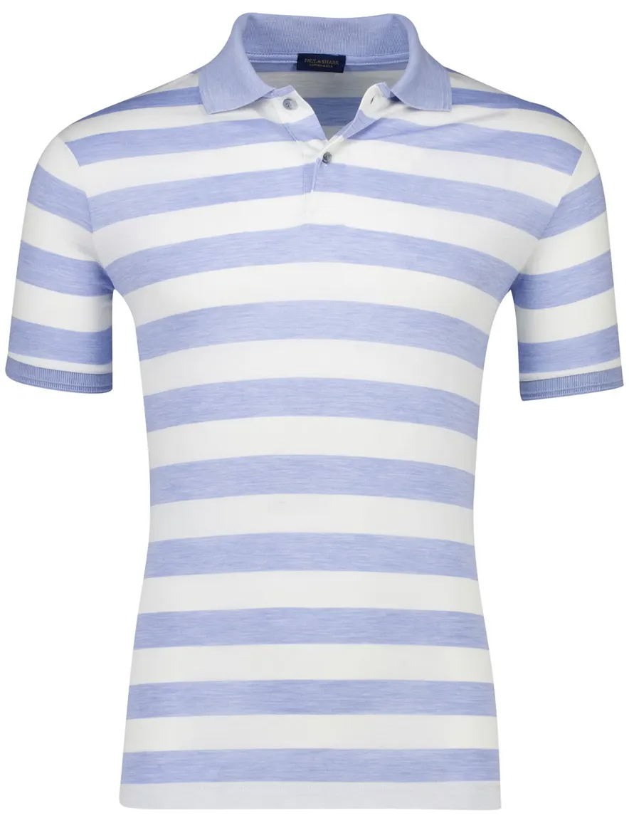 Paul & Shark polo wit blauw gestreept jersey