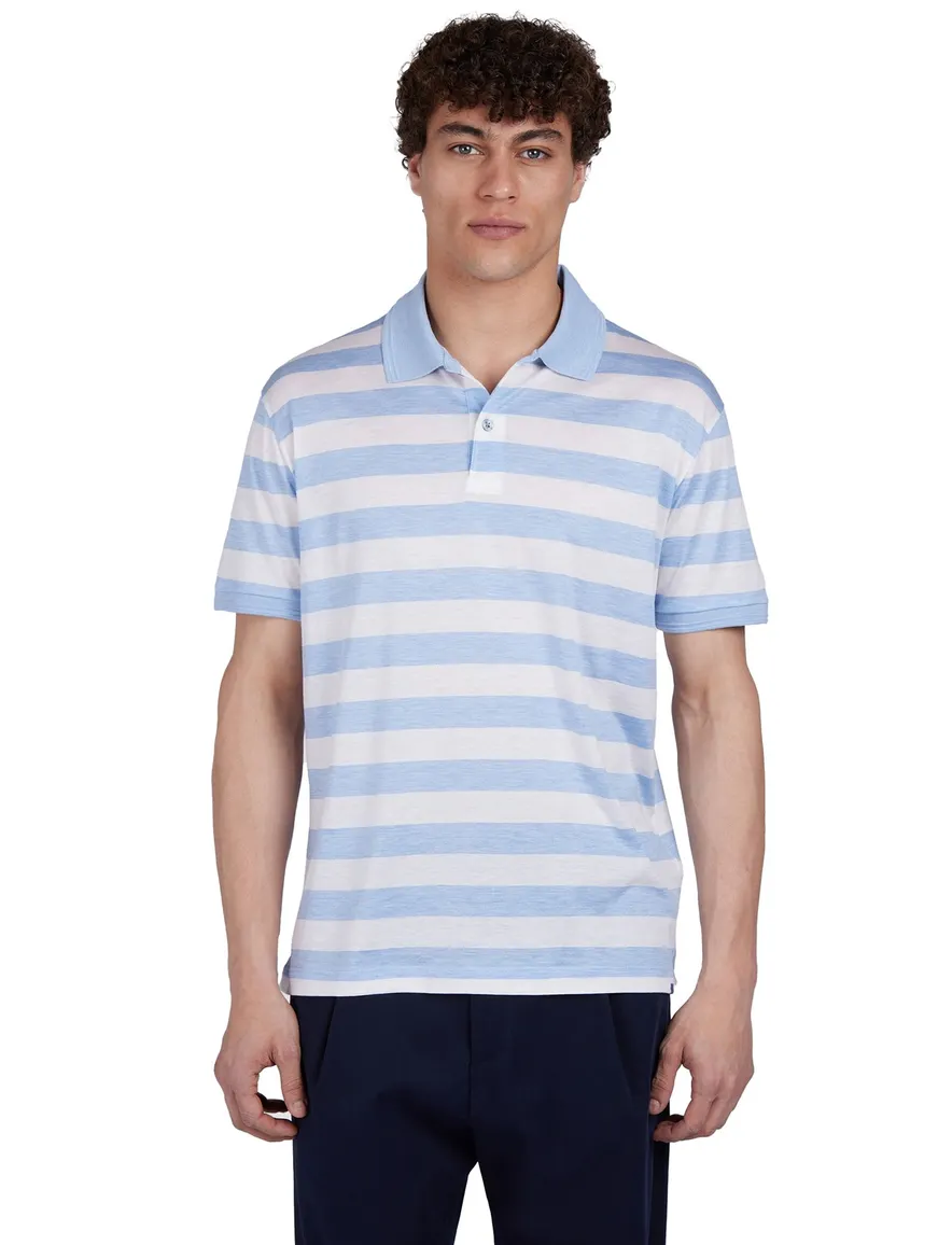 Paul & Shark polo wit blauw gestreept jersey