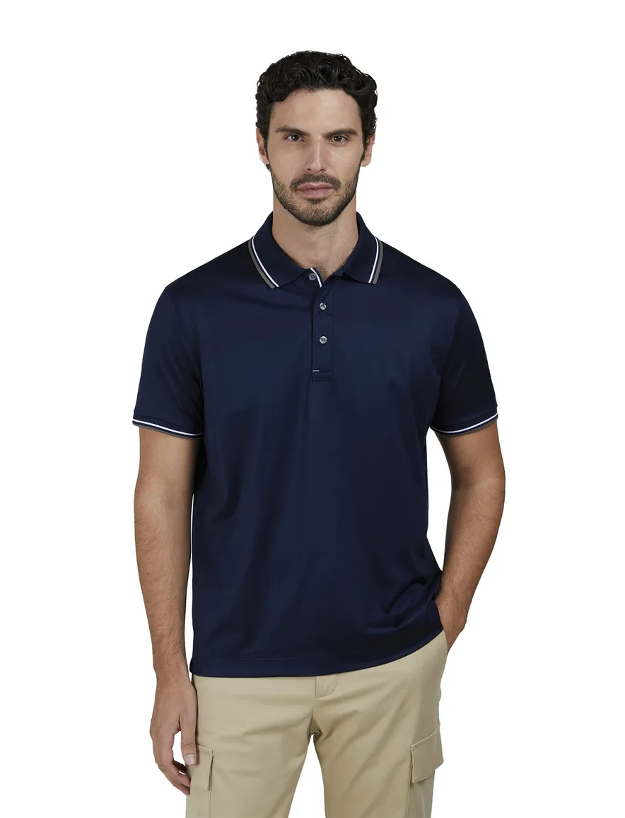 Paul & Shark polo blauw jersey 3 knoops