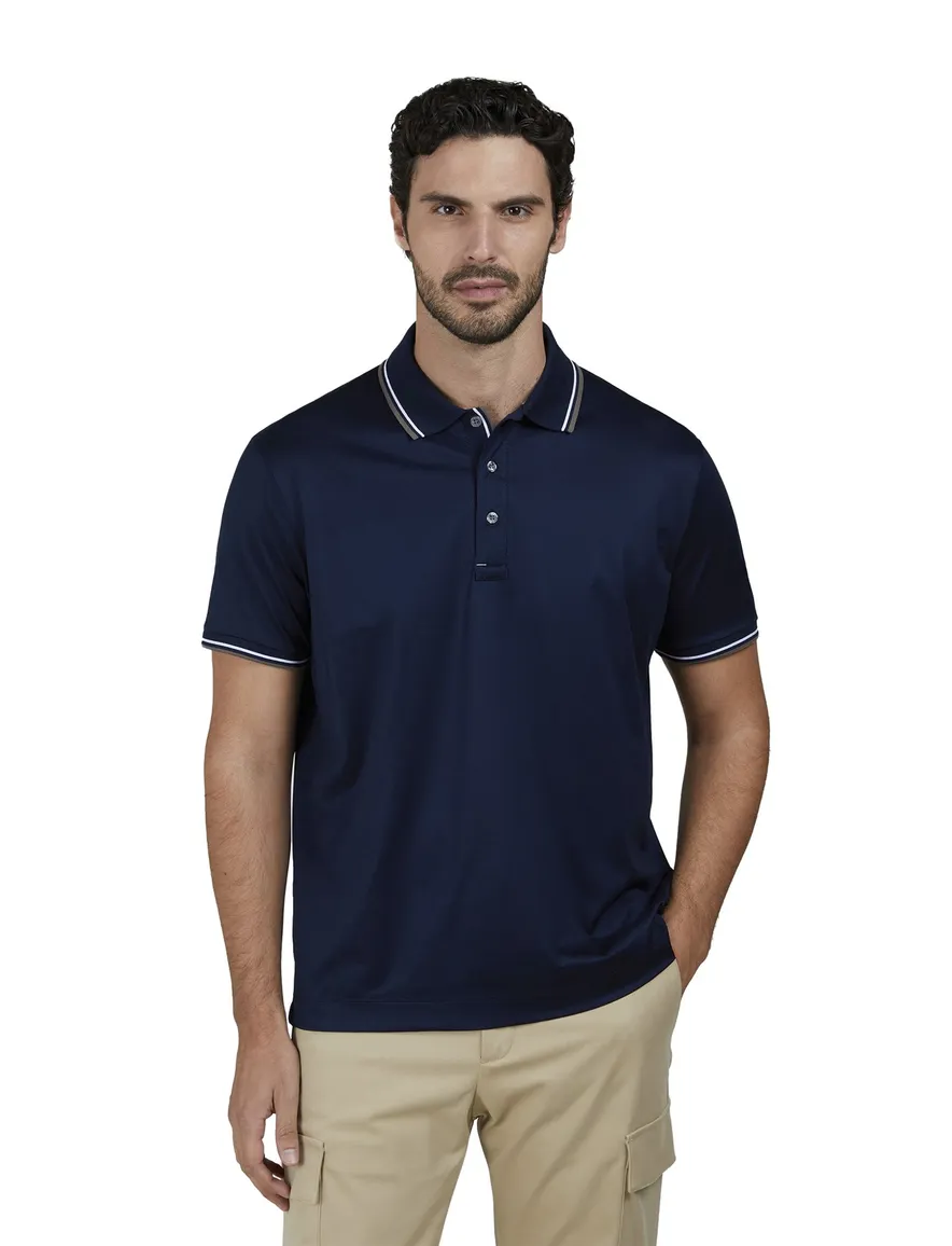 Paul & Shark polo blauw jersey 3 knoops