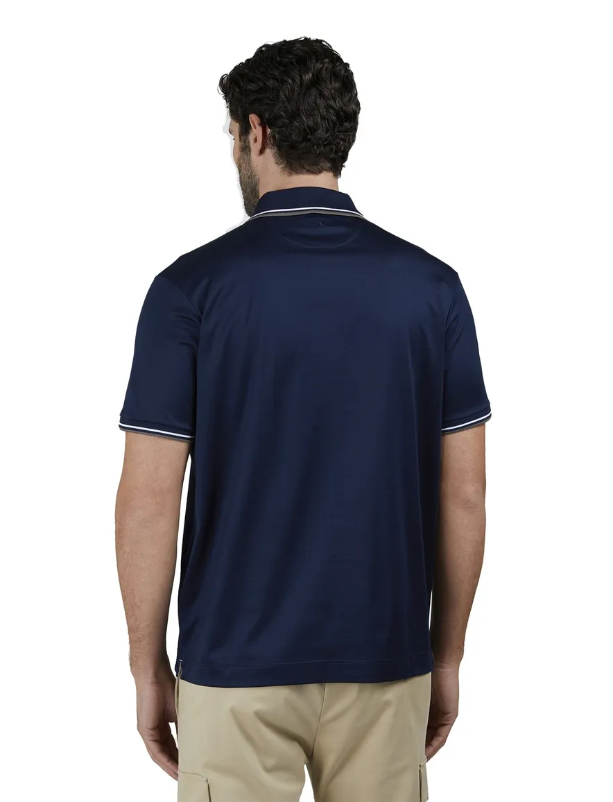 Paul & Shark polo blauw jersey 3 knoops