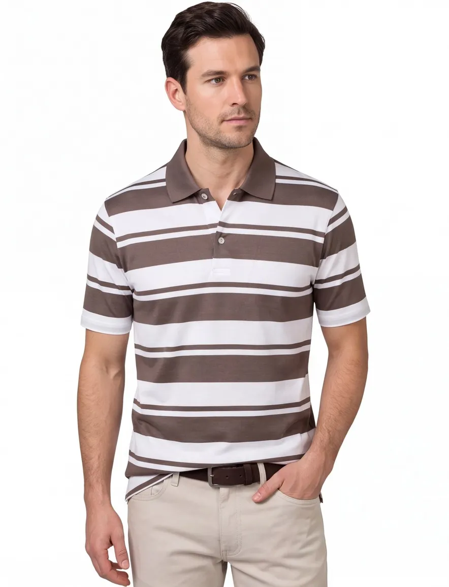 Paul & Shark polo bruin gestreept jersey 2 knoops