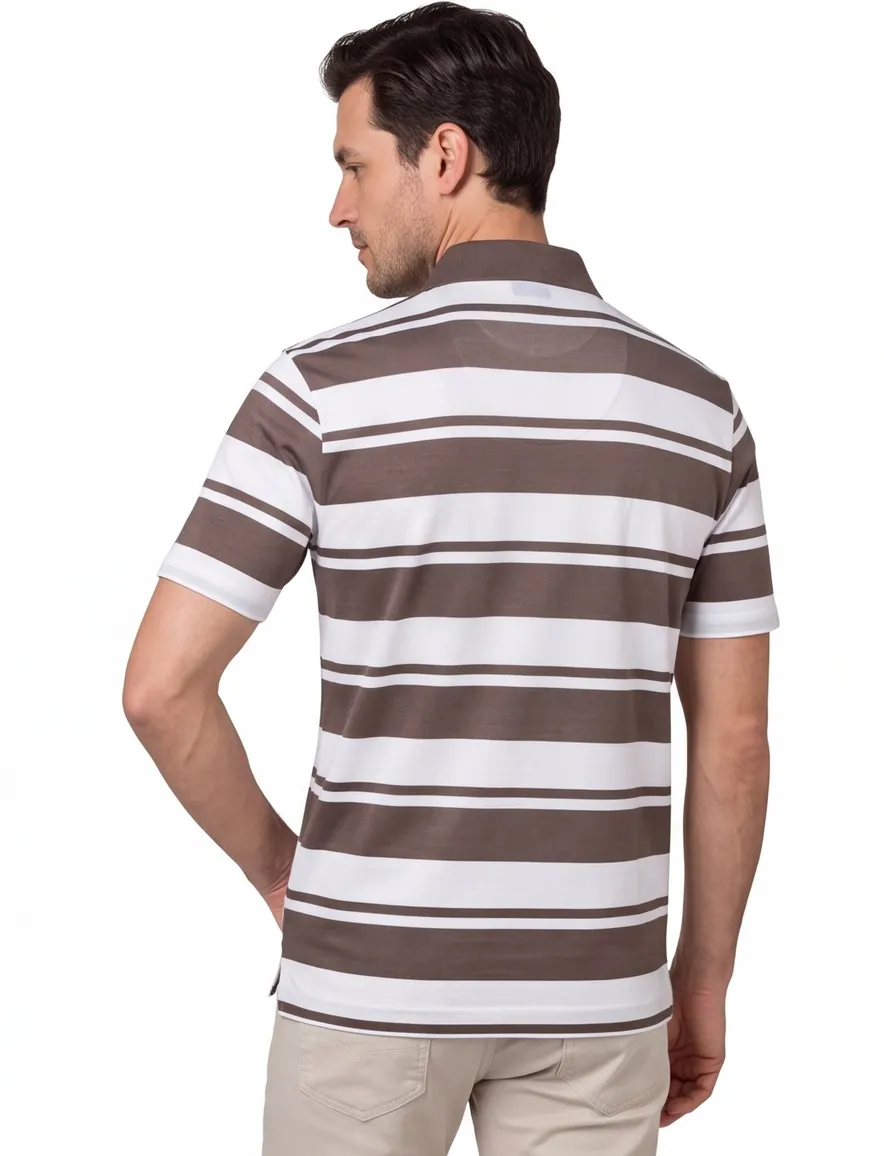Paul & Shark polo bruin gestreept jersey 2 knoops