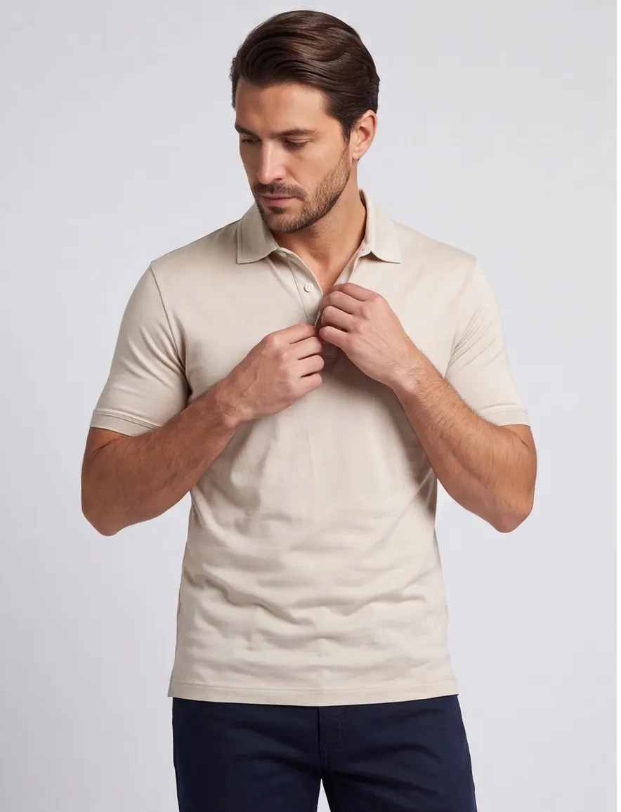 Paul & Shark polo beige extra soft korte mouw jersey
