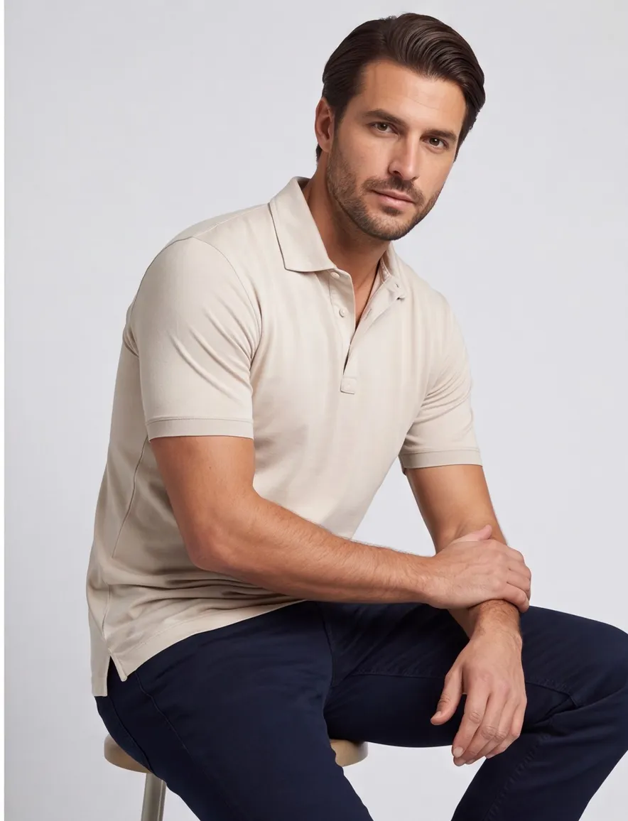 Paul & Shark polo beige extra soft korte mouw jersey