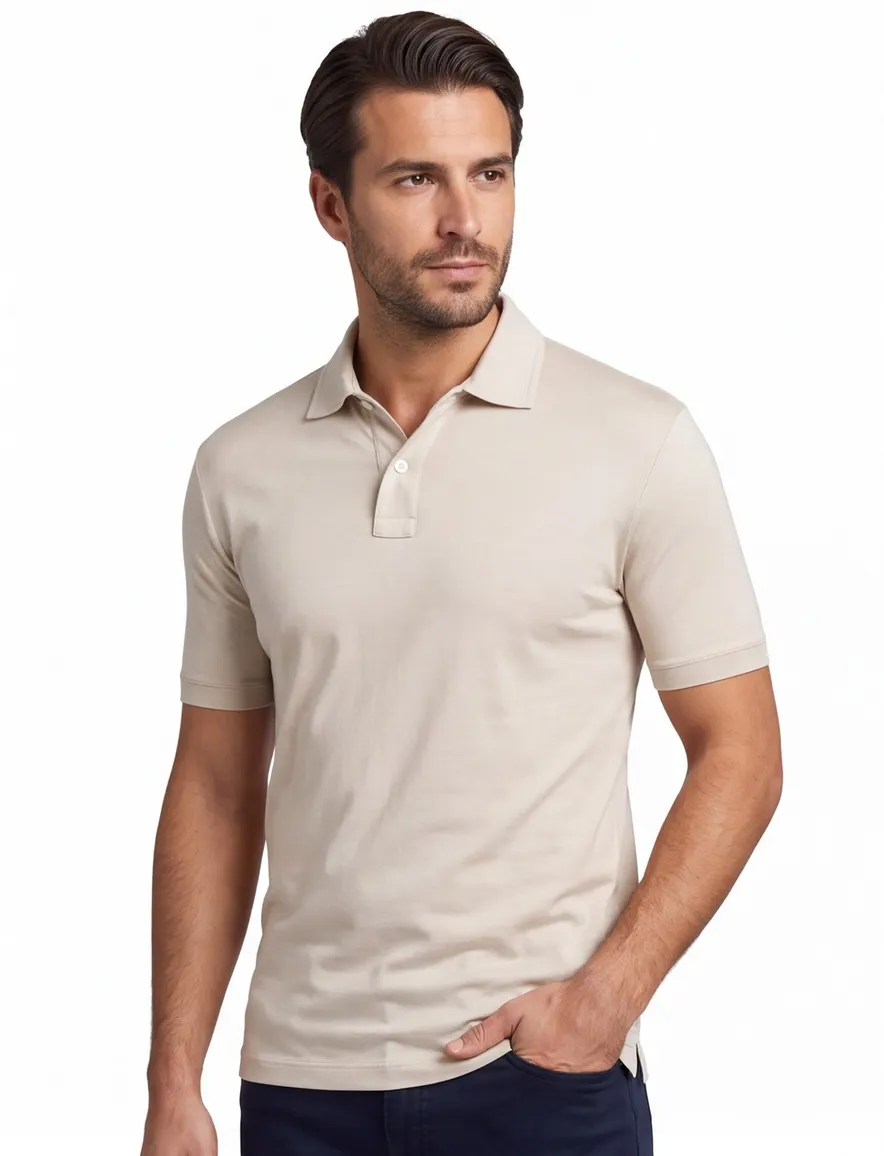 Paul & Shark polo beige extra soft korte mouw jersey