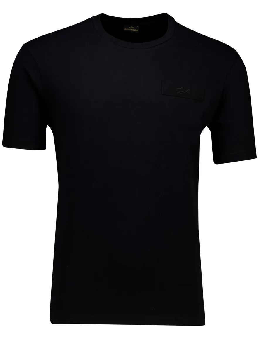 Paul & Shark t-shirt zwart effen met detail