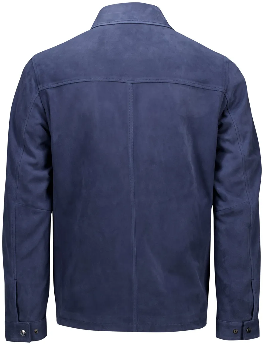 Paul & Shark overshirt blauw Aqua Leather Jacket