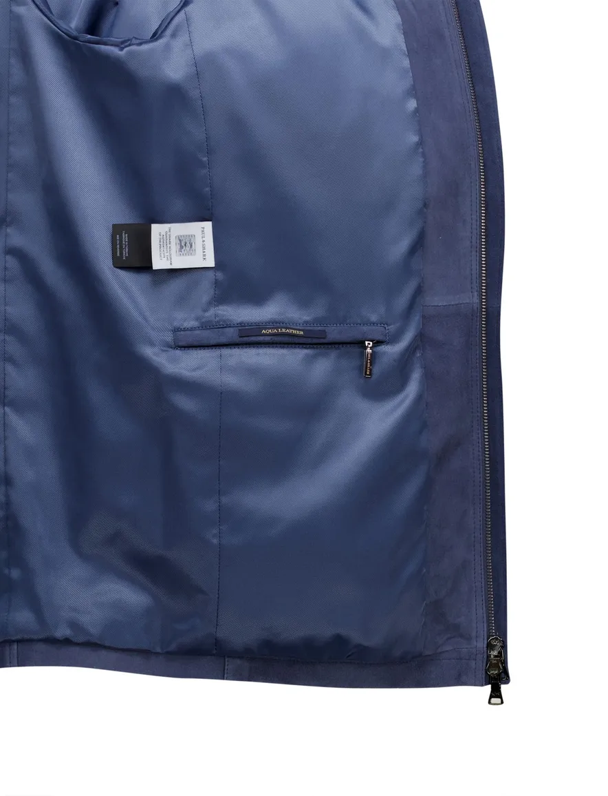Paul & Shark overshirt blauw Aqua Leather Jacket