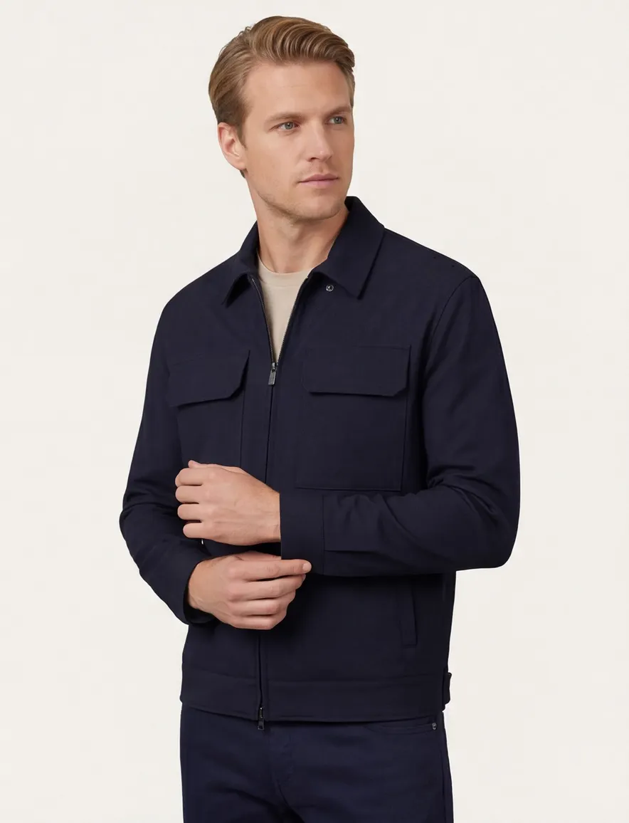 Paul & Shark overshirt navy Tech Shacket Wool Blouson