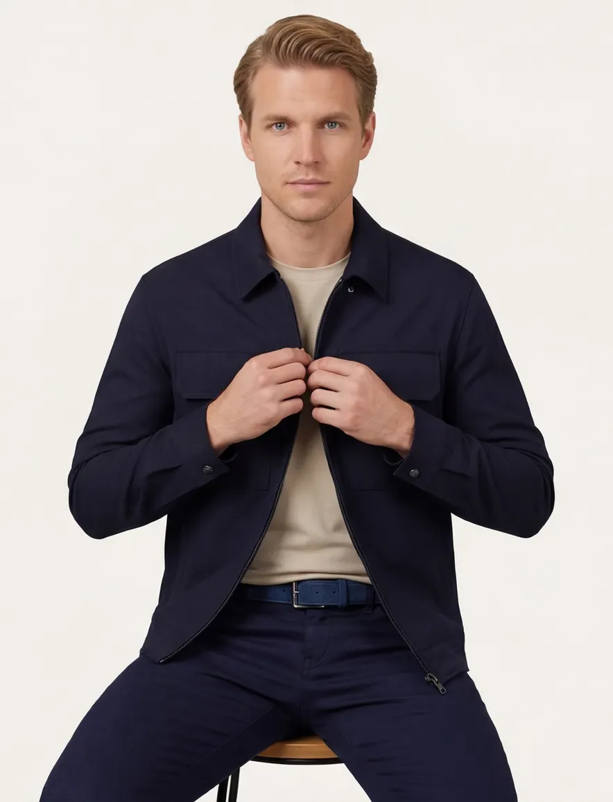 Paul & Shark overshirt navy Tech Shacket Wool Blouson