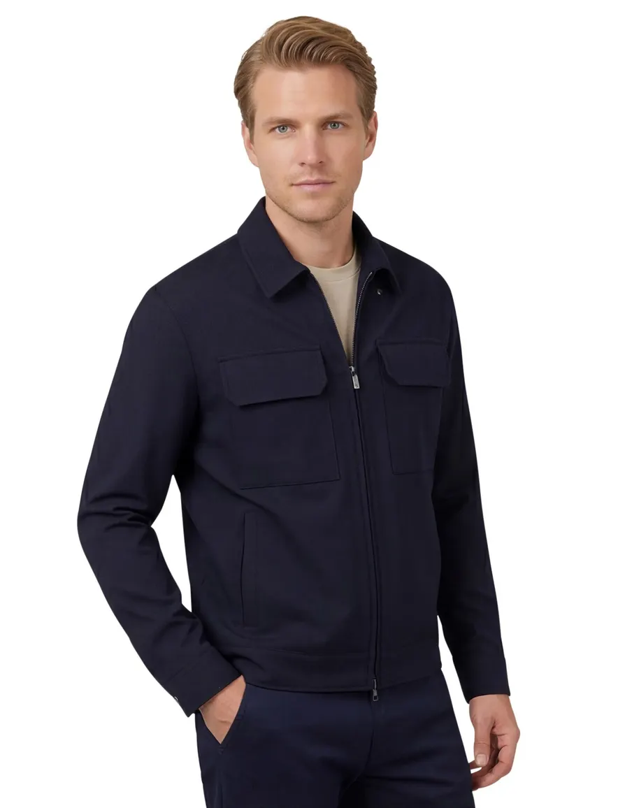 Paul & Shark overshirt navy Tech Shacket Wool Blouson