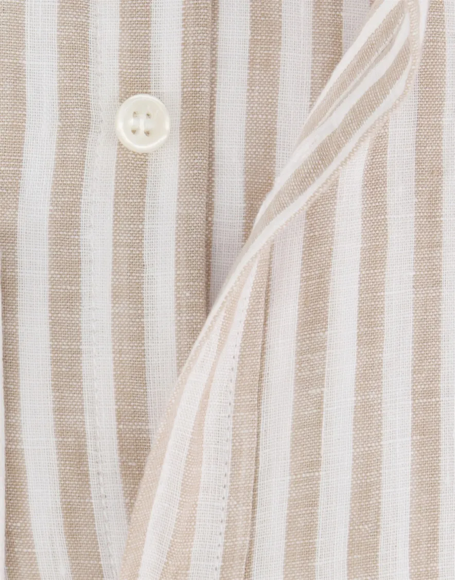 Paul & Shark overhemd beige wit linnen lange mouwen