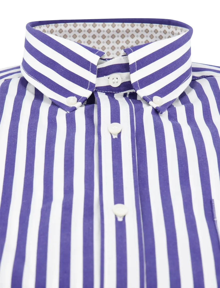 Paul & Shark overhemd korte mouw blauw gestreept