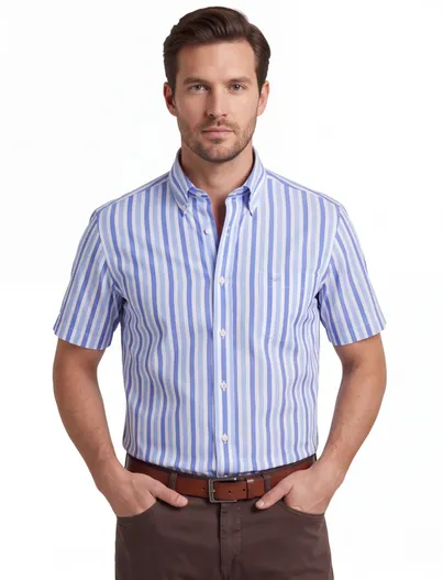 Paul & Shark Paul & Shark overhemd blauw katoen gestreept