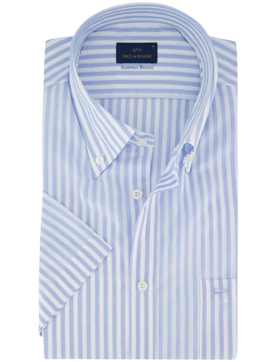 Paul & Shark overhemd blauw wit gestreept katoen