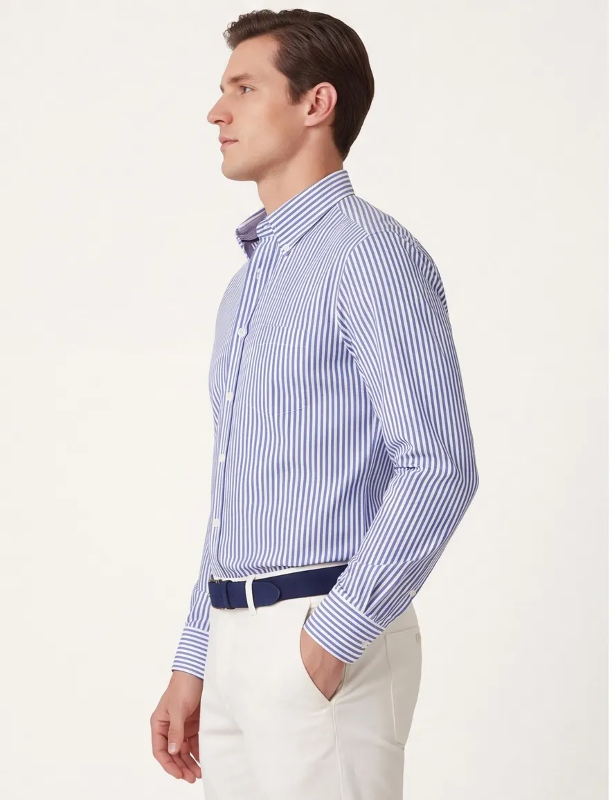 Paul & Shark overhemd blauw wit gestreept button-down