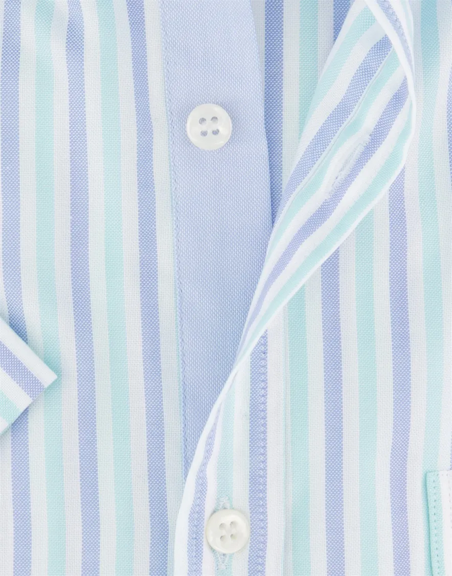 Paul & Shark overhemd blauw groen korte mouw