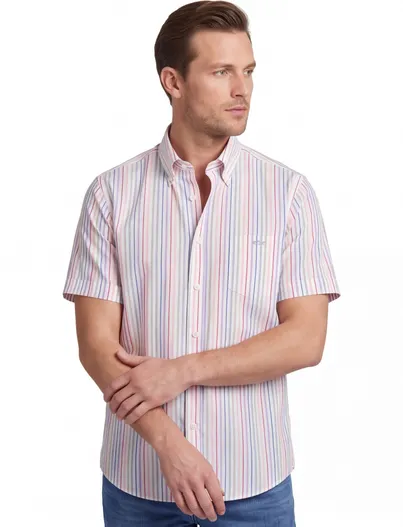 Paul & Shark Paul & Shark casual overhemd multicolor gestreept katoen