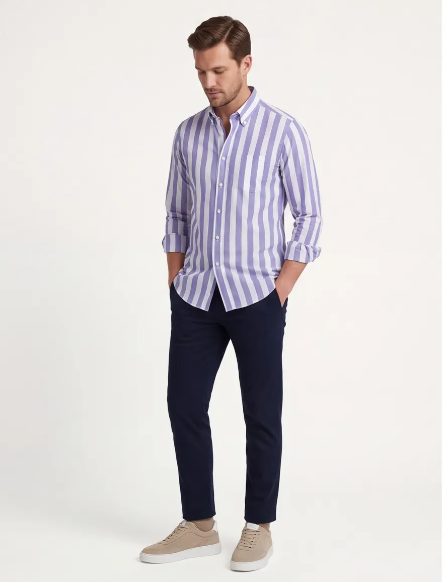 Paul & Shark overhemd wit blauw gestreept borstzak