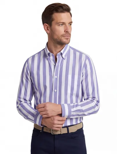 Paul & Shark Paul & Shark overhemd wit blauw gestreept borstzak