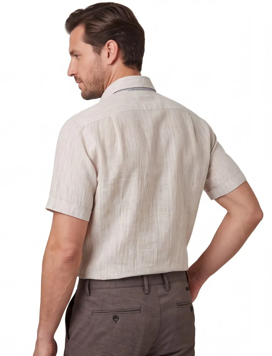 Paul & Shark Riviera overhemd korte mouw beige borstzak
