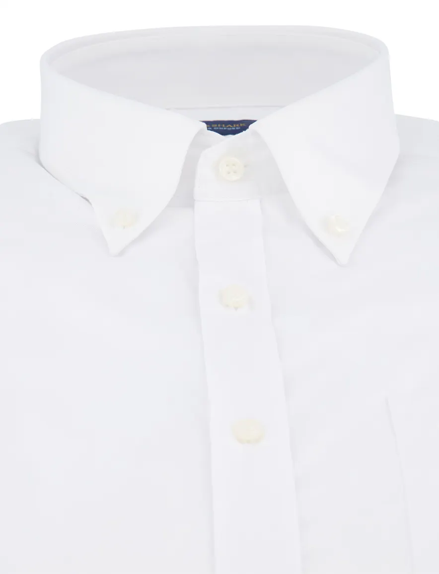 Paul & Shark Summer Oxford overhemd wit korte mouw effen