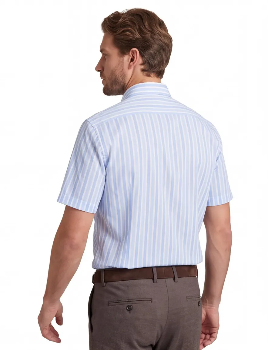 Paul & Shark overhemd blauw wit korte mouw button-down