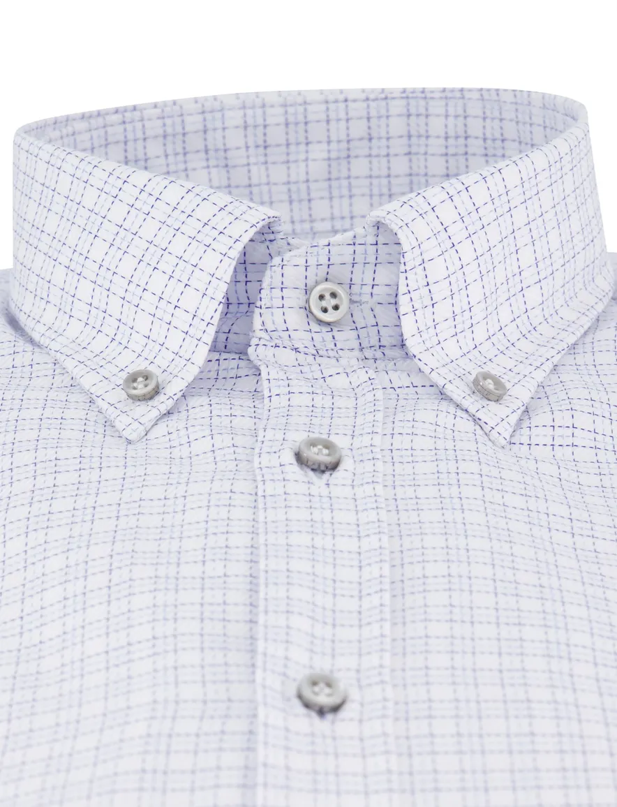 Paul & Shark overhemd wit blauw geruit met borstzak