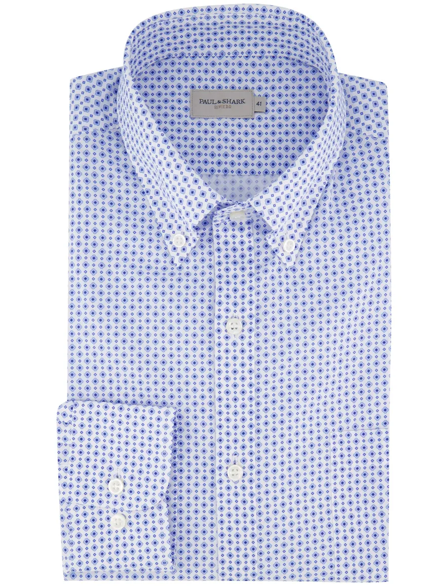Paul & Shark Riviera overhemd blauw geprint lange mouw